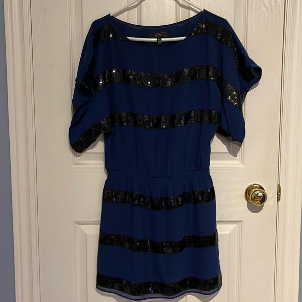 Navy blue and black sequin dress